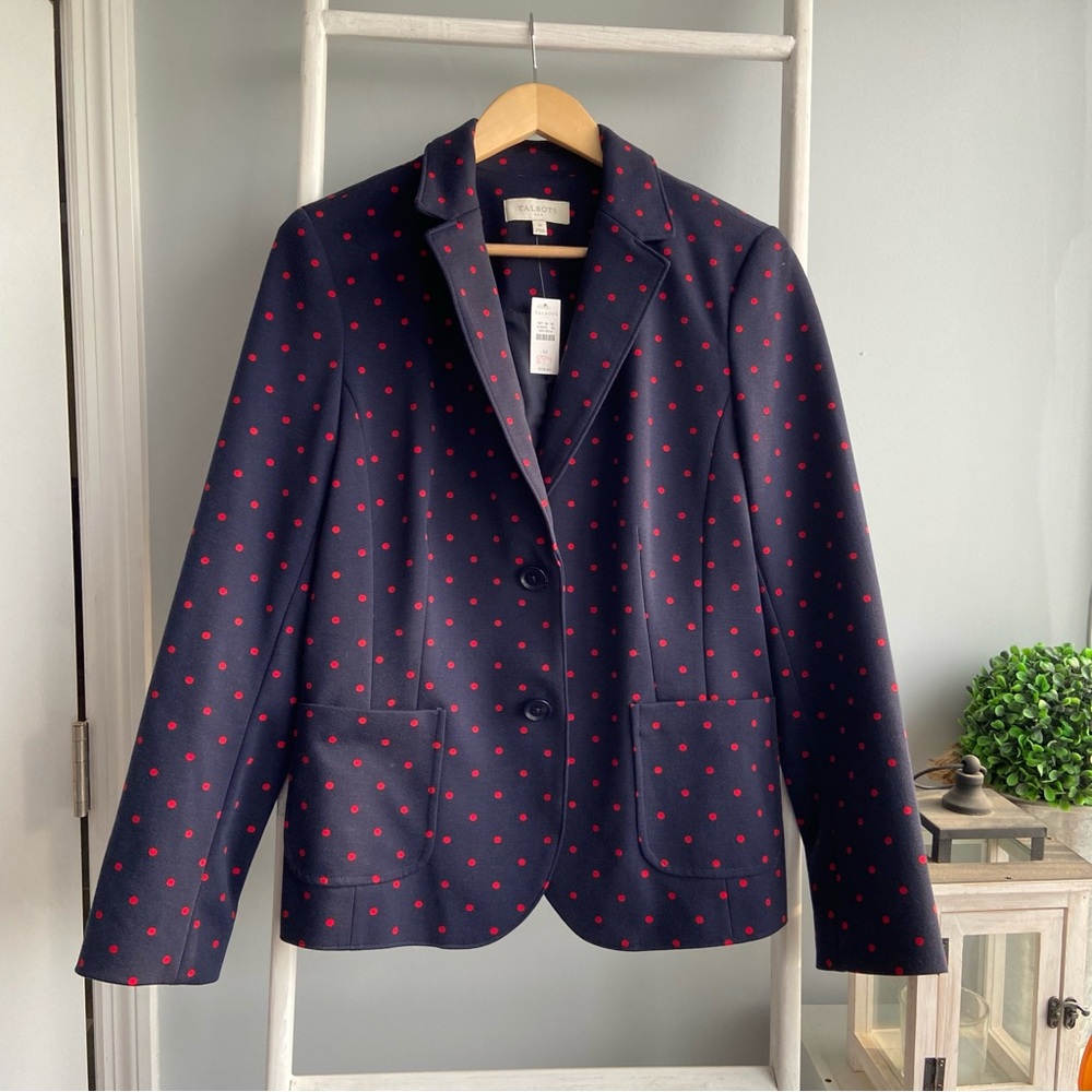 Talbots Navy Blazer with Red Polka Dots - Picture 8 of 8